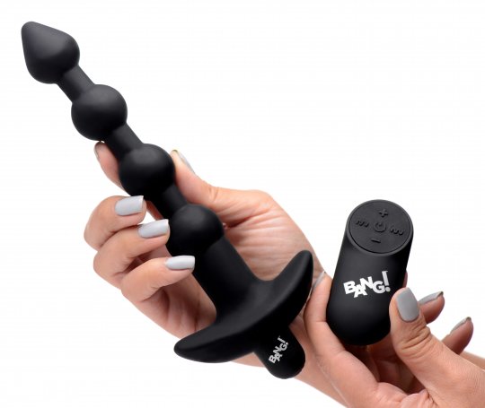 Remote Control Vibrating Silicone Anal Beads - Black