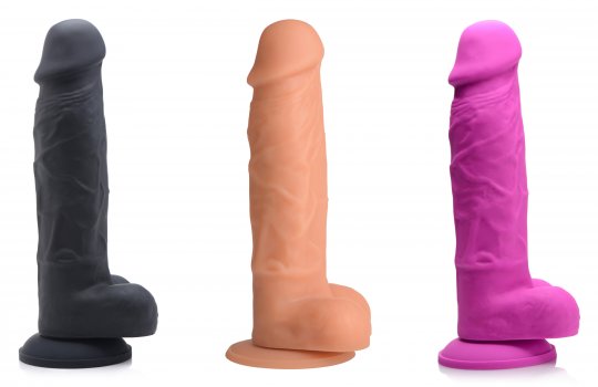 Power Pecker 7 Inch Silicone Dildo with Balls - Black