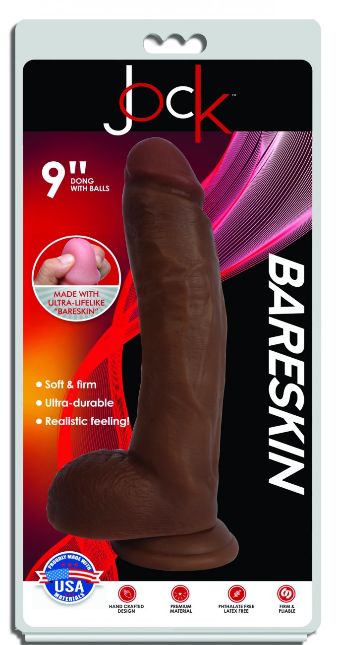 Jock Dark Bareskin Dildo with Balls - 9 Inch